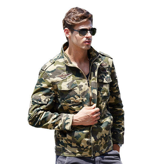 Herren Canvas-Fieldjacke im Military-Utility-Stil mit Schulterpatten und Mehrfachtaschen Nord Taschen