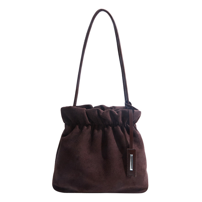 Damen lässige Veloursledertasche mit Raffungen Nord Taschen