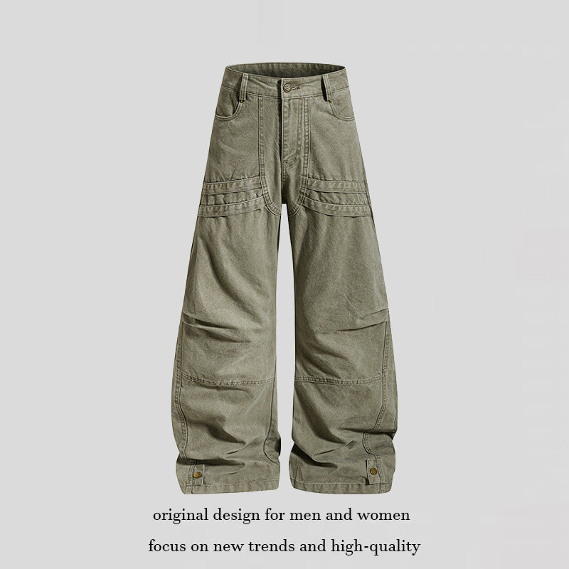 Damen Weite High‑Waist Cargo‑Hose mit verstärkten Kniepaneelen und verstellbarem Saum Nord Taschen
