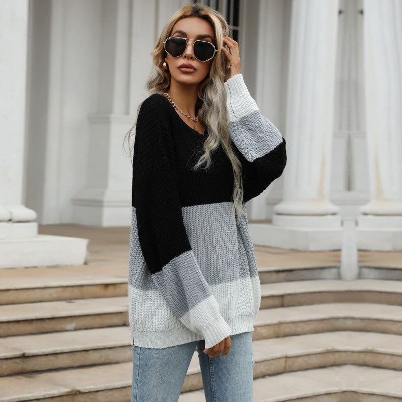 Damen Großer Strickpullover mit Farbverlauf Nord Taschen