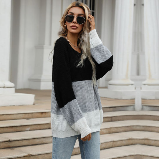Damen Großer Strickpullover mit Farbverlauf Nord Taschen