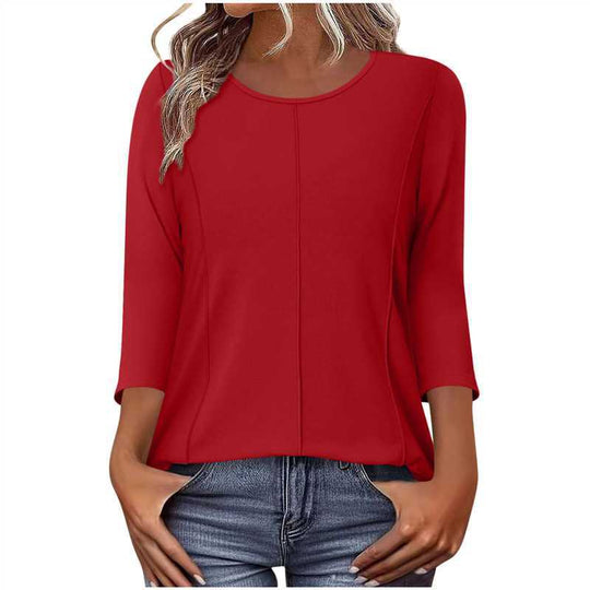 Damen nan lässiges Shirt mit dreiviertelärmeln und dekorativer Mittelnaht Nord Taschen