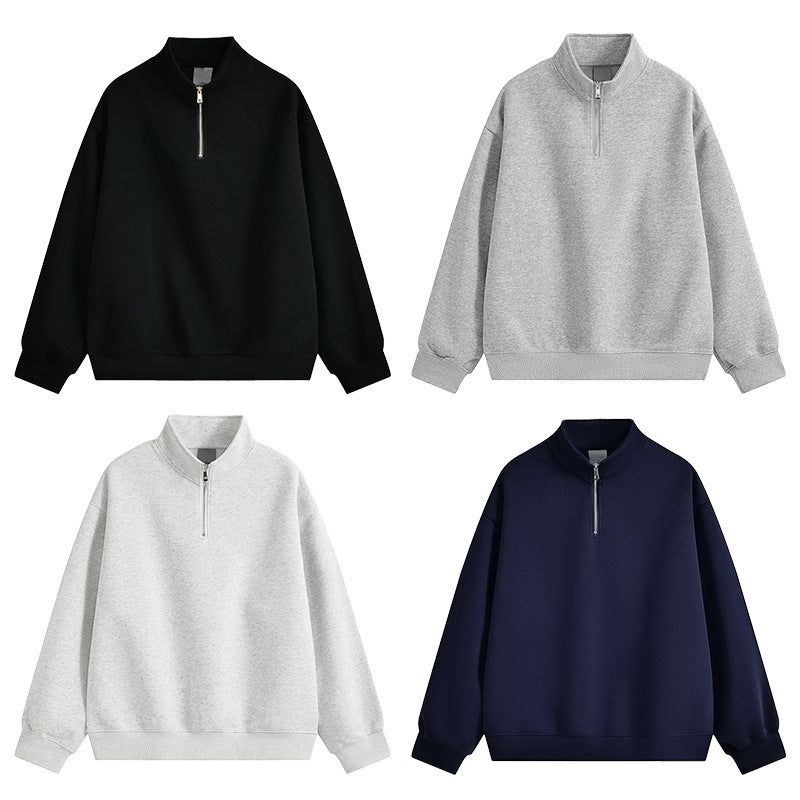 Unisex nan oversized Halbzip-Sweatshirt mit Stehkragen, Rippbündchen und weichem Fleece-Innenfutter Nord Taschen