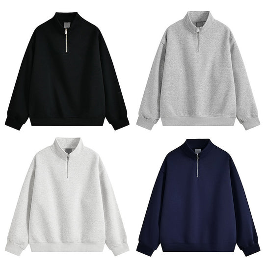 Unisex nan oversized Halbzip-Sweatshirt mit Stehkragen, Rippbündchen und weichem Fleece-Innenfutter Nord Taschen