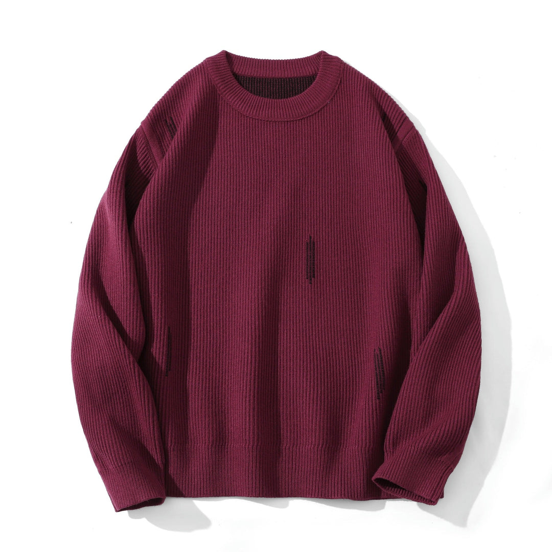 Damen Komfortabler Rippstrick-Pullover in Oversize-Silhouette mit Rundhals und dezentem Destroyed-Look Nord Taschen