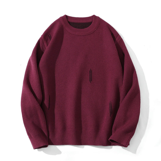 Damen Komfortabler Rippstrick-Pullover in Oversize-Silhouette mit Rundhals und dezentem Destroyed-Look Nord Taschen