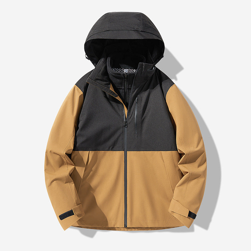 Herren Wasserdichte technische Softshell-Hybridjacke mit integriertem Fleecefutter und verstellbarer Kapuze Nord Taschen