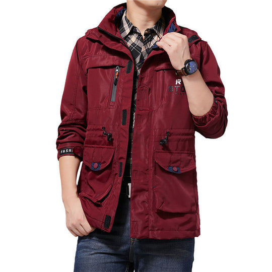 Herren leichter Utility-Fieldparka mit Kapuze, Multifachtaschen und taillierbarem Kordzug Nord Taschen