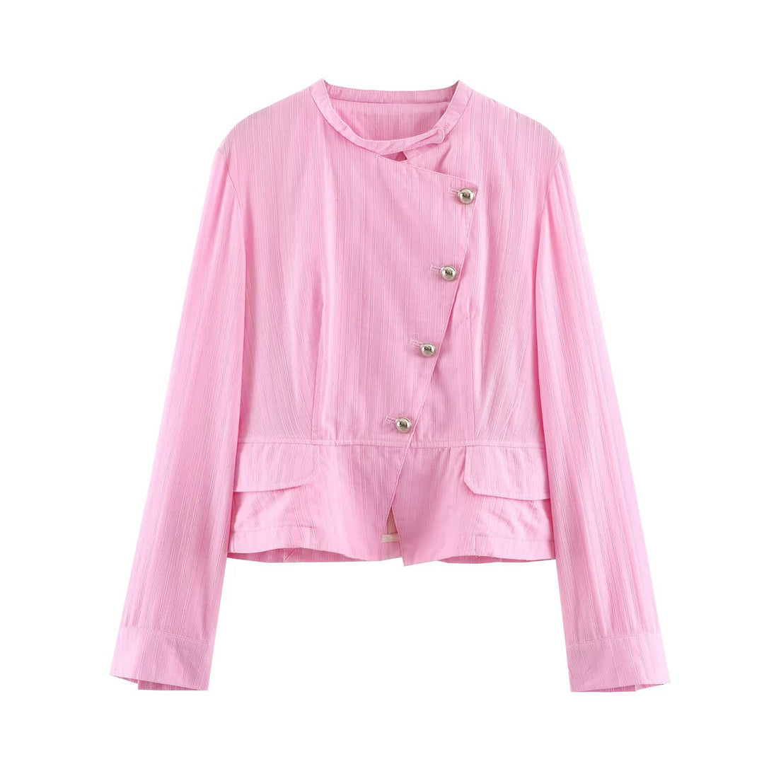 Damen Kurzjacke mit asymmetrischer Knopfleiste, Stehkragen und Zier‑Taschen Nord Taschen