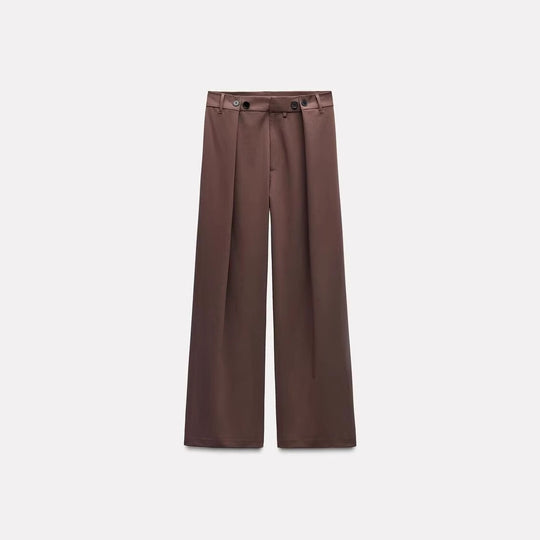 Damen Hochtaillierte Palazzohose mit frontalen Bundfalten und weitem Bein Nord Taschen