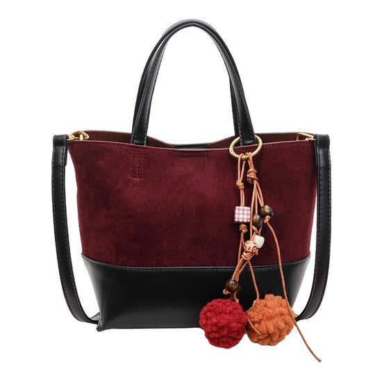 Damen modische Wildleder-Handtasche mit abnehmbaren Anhängern Nord Taschen