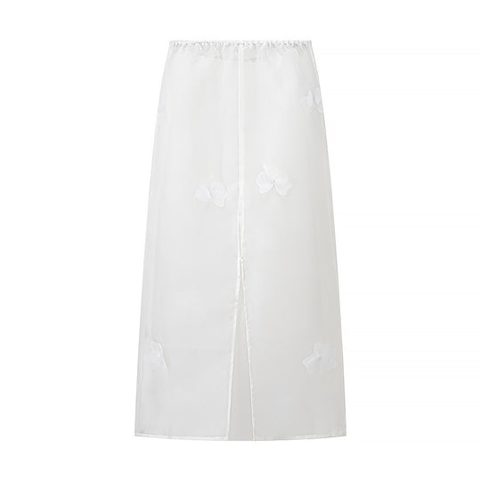 Damen Transparenter Organza-Unterrock mit elastischem Bund und 3D‑Blütenapplikation Nord Taschen