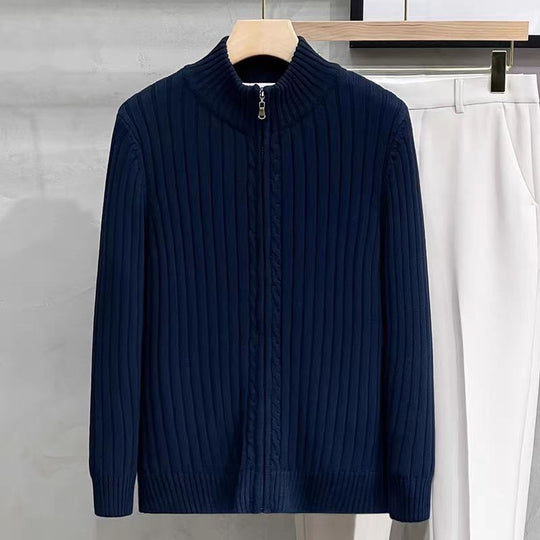 Herren Modischer Rippenstrickpullover mit hohem Kragen Nord Taschen