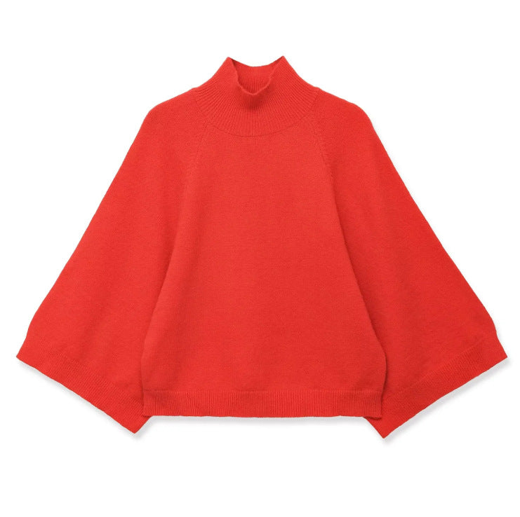 Damen Oversize Strickponcho mit Stehkragen und weitem Swing‑Schnitt Nord Taschen