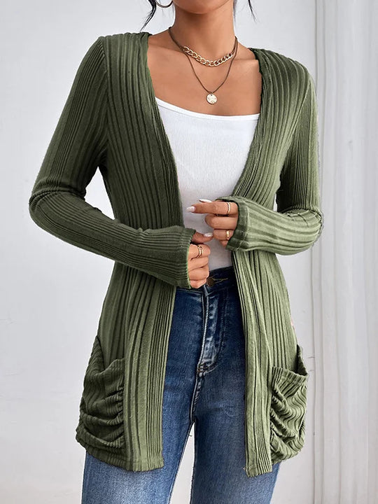 Damen Lässige und warme Strickjacke Nord Taschen