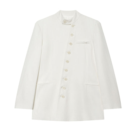 Damen Leichter Bouclé-Blazer mit Stehkragen und Knopfleiste Nord Taschen
