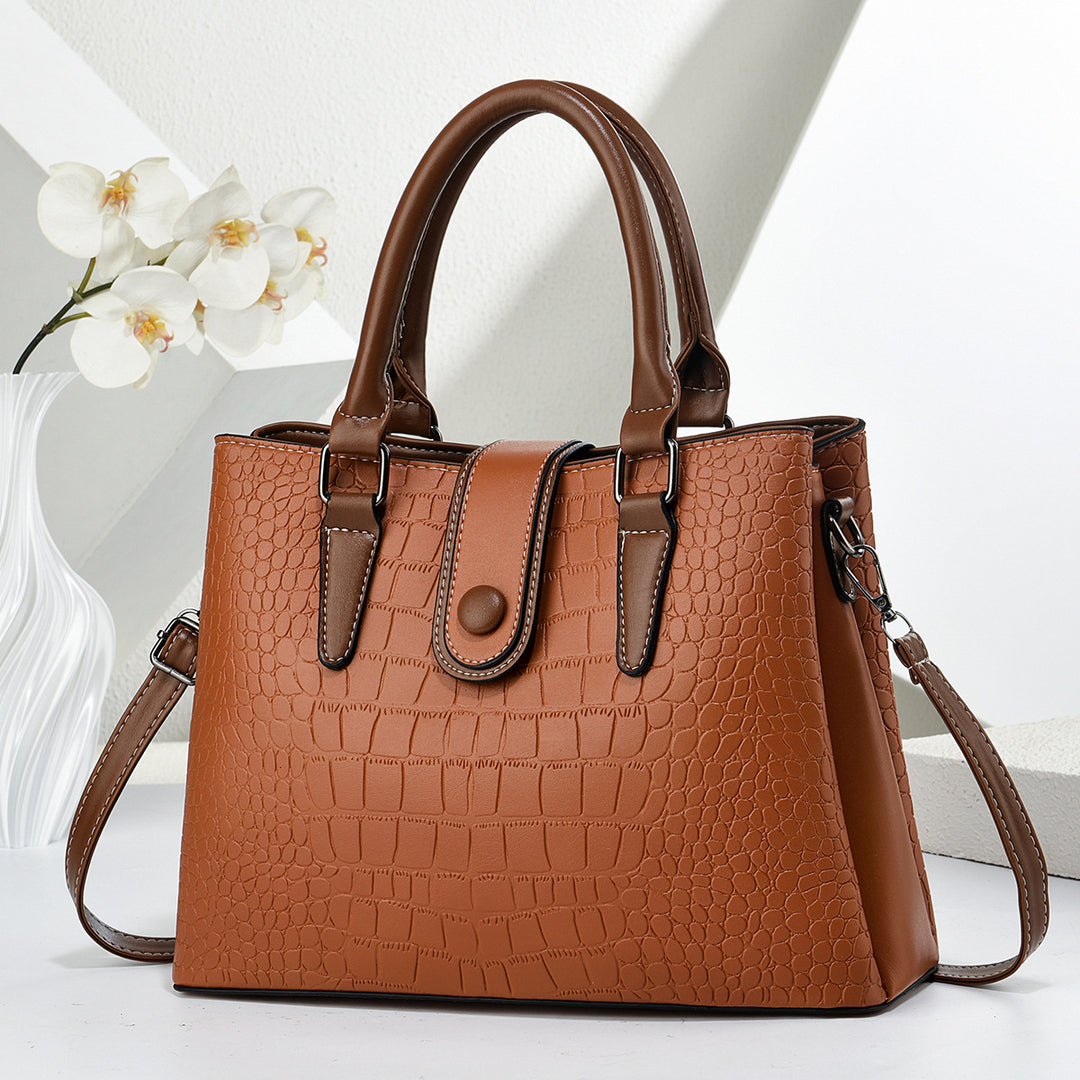Damen elegante Handtasche mit Kroko-Prägung und praktischem Schultergurt Nord Taschen
