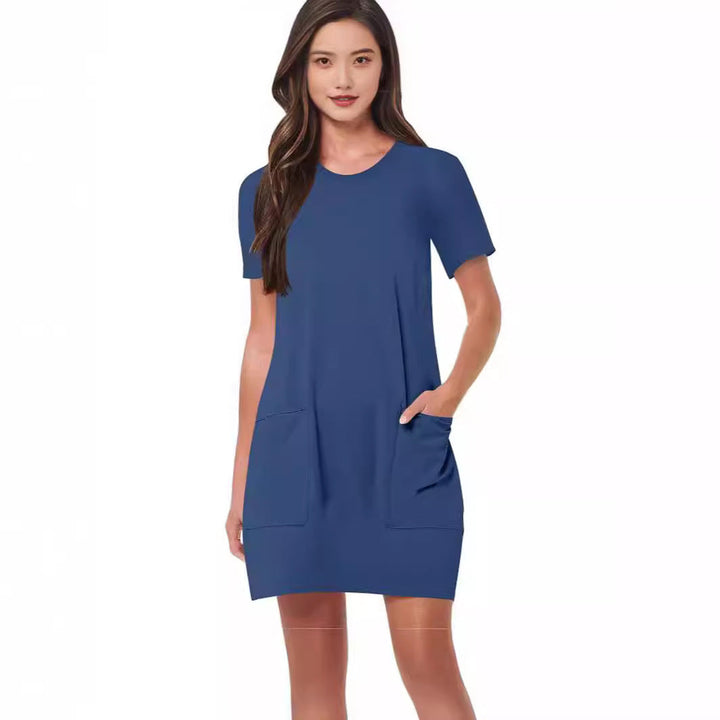 Damen lässiges T-Shirt-Kleid mit praktischen Taschen