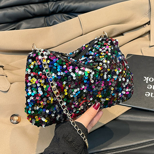 Damen Clutch-Tasche mit funkelnden Pailletten und praktischem Schulterriemen Nord Taschen