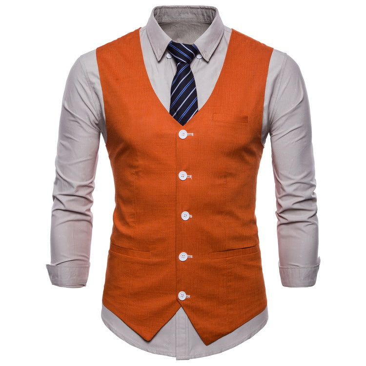 Herren elegante Anzugweste mit praktischen Taschen und detailliertem Design