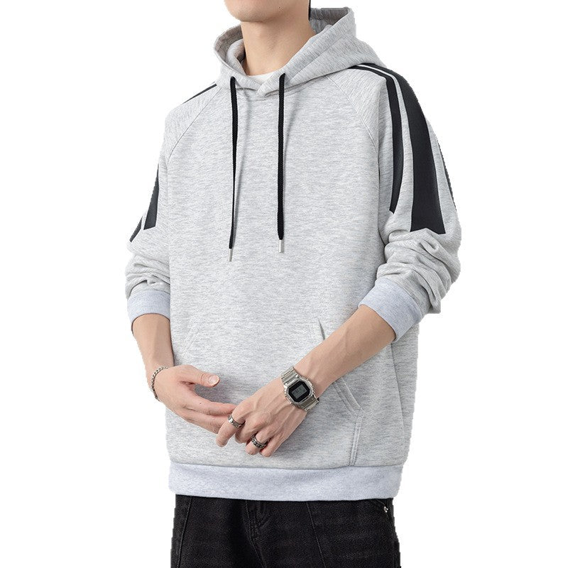 Herren Kapuzenpullover mit Raglanärmeln, Kängurutasche und Kontraststreifen Nord Taschen