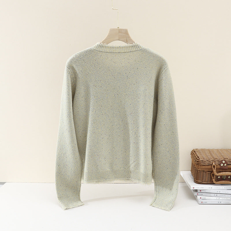 Damen Bouclé-Cardigan mit Perlmuttknöpfen und aufgesetzten Taschen Nord Taschen
