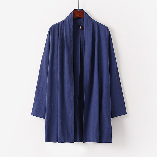 Unisex Offene Kimono-Cardigan aus leichter Baumwoll-Leinen-Mischung Nord Taschen