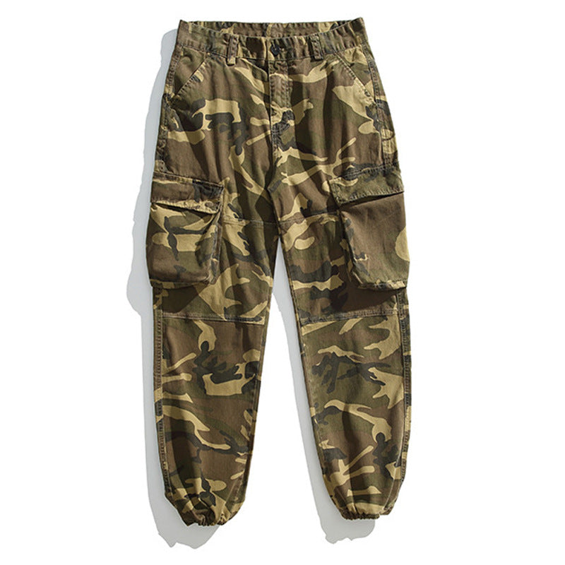 Herren Taktische Cargo-Joggerhose mit elastischem Knöchelabschluss, Mehrfachklapptaschen und Tarnmuster Nord Taschen