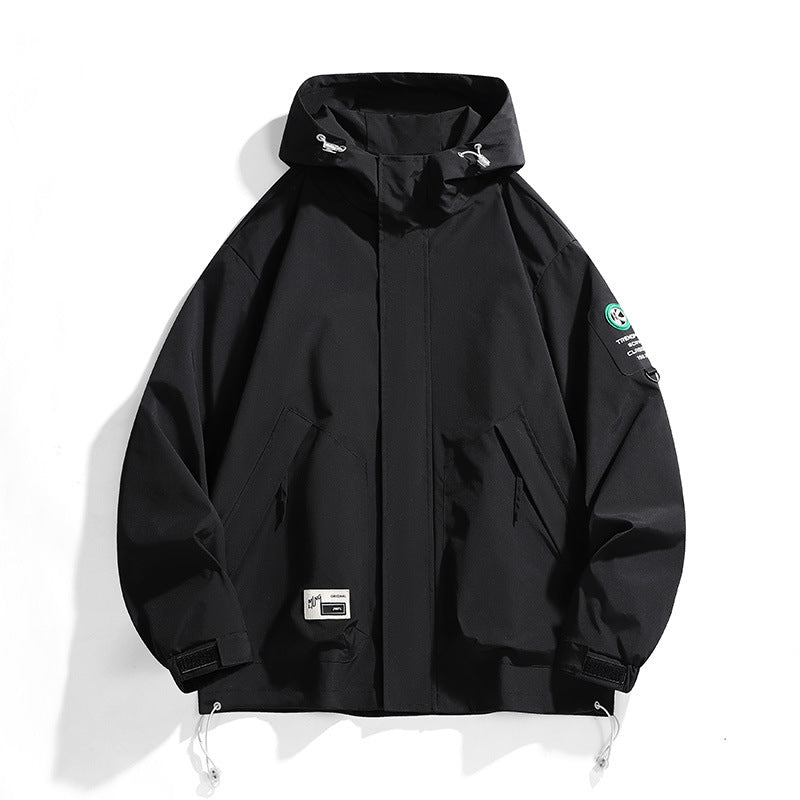 Herren Oversize-Utility-Kapuzenjacke mit verstellbarem Saum, verdecktem Reißverschluss und Multifunktions-Taschen Nord Taschen