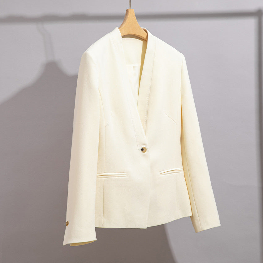 Damen Figurbetonter Ein-Knopf-Blazer mit minimalistischer V-Front und Einschubtaschen Nord Taschen