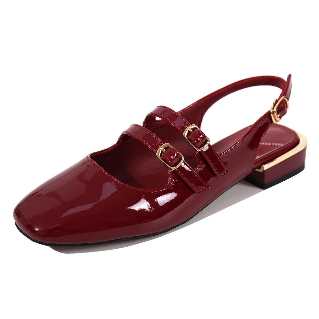 Damen Sling-Ballerinas mit doppeltem Riemchen und komfortablem Blockabsatz