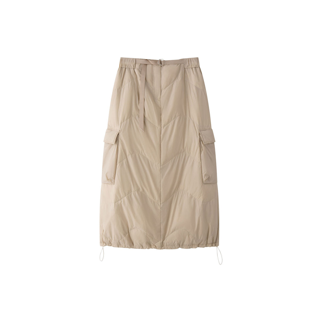 Damen Wattierter Stepp-Midirock mit Cargo-Tasche und Tunnelzug Nord Taschen