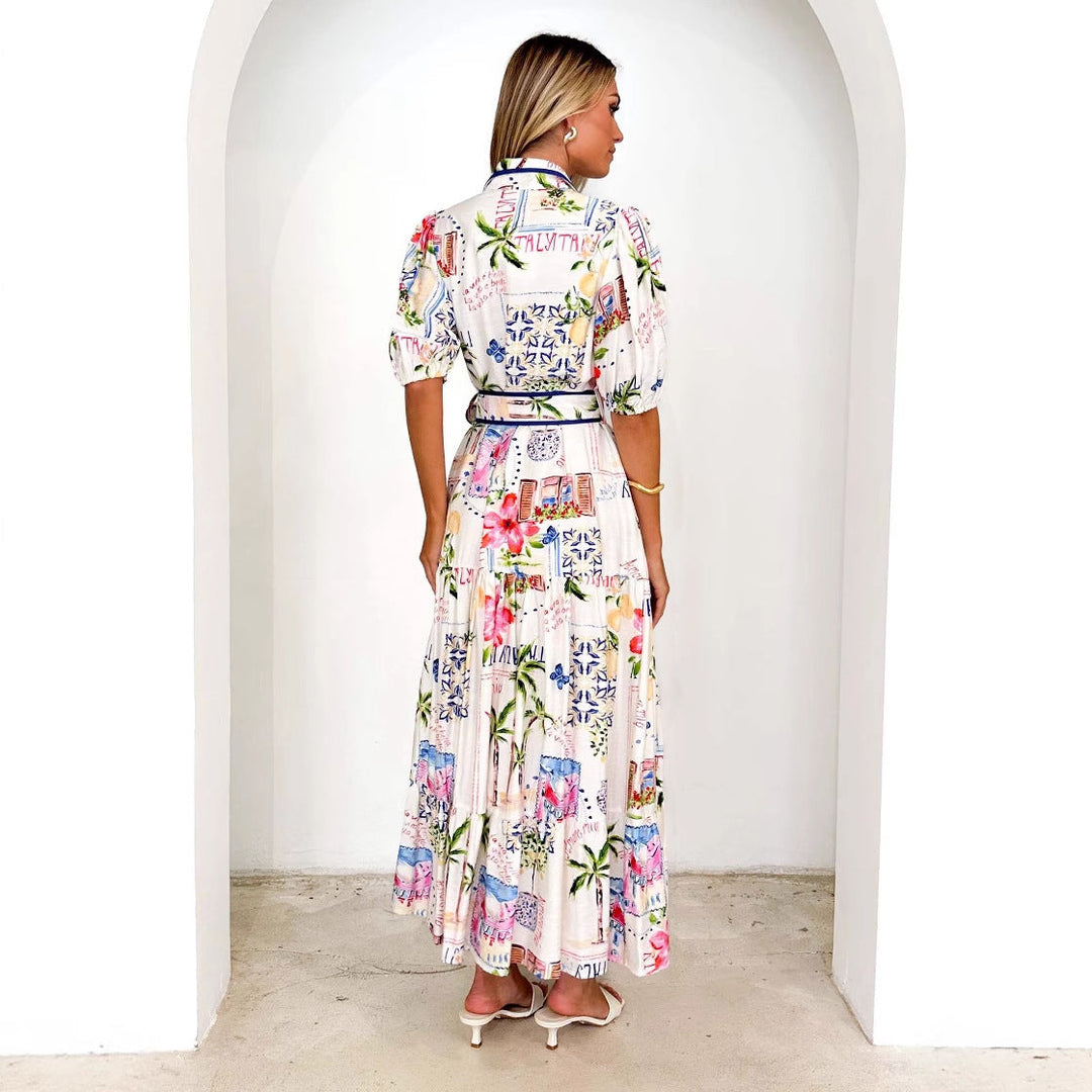Damen Luftiges Maxikleid mit floralem Grafikdesign und praktischen Taschen Nord Taschen