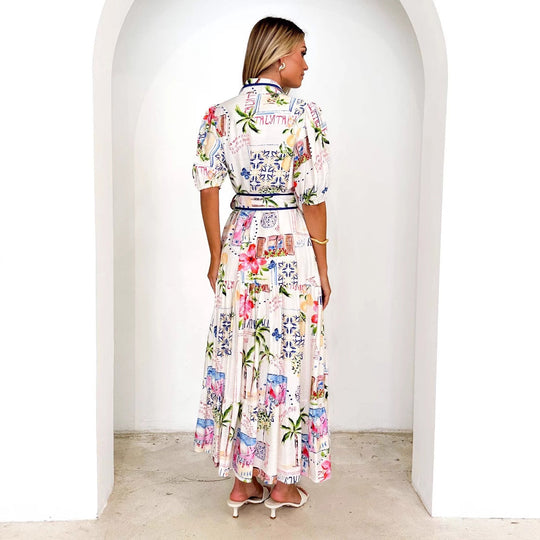 Damen Luftiges Maxikleid mit floralem Grafikdesign und praktischen Taschen Nord Taschen