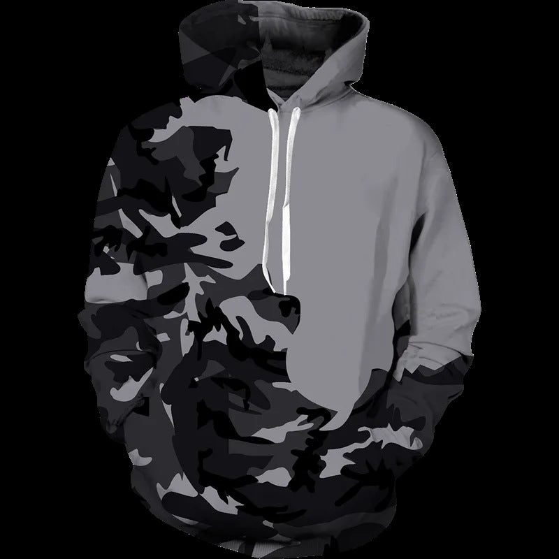 Damen Lässiger Kapuzenpullover mit Camouflage-Design Nord Taschen