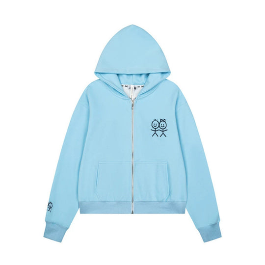 Damen Kapuzen‑Fleecejacke mit minimalistischer Stickerei, Kängurutaschen und geripptem Saum Nord Taschen