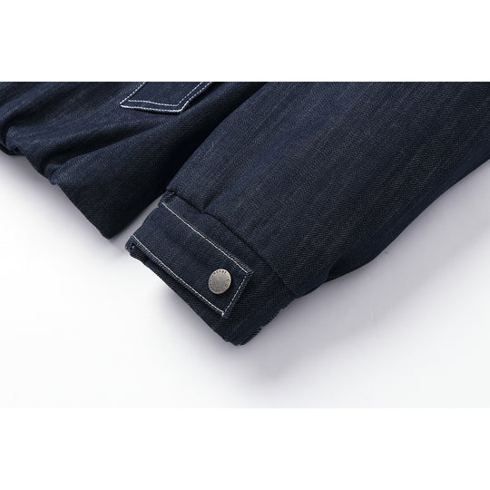Herren Boxy-Jeansblouson mit hohem Stehkragen, sichtbarer Kontrastnaht und elastischem Saum Nord Taschen