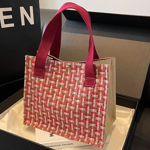 Damen Jute-Einkaufstasche mit modernem Gewebemuster Nord Taschen