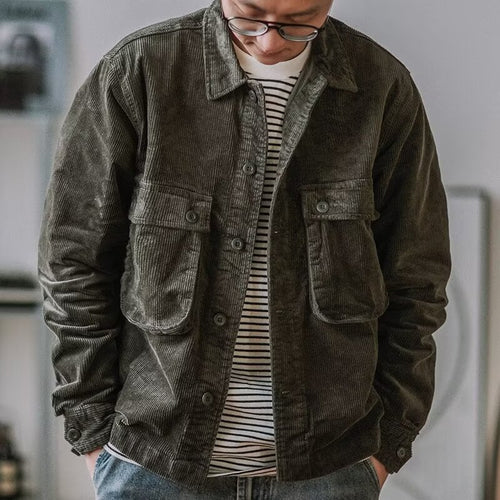 Herren Robustes Kord-Overshirt im Worker-Look mit aufgesetzten Pattentaschen Nord Taschen