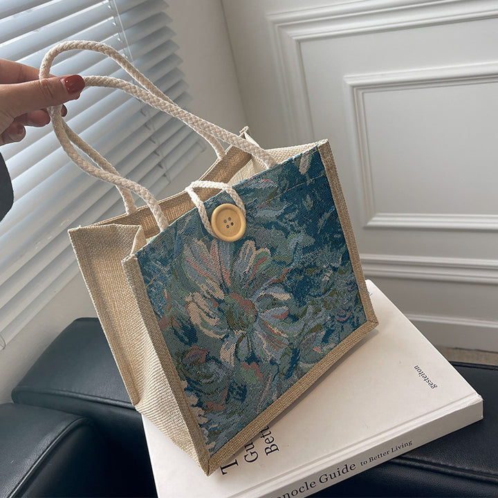 Damen Stoff-Shopper mit handgewebtem floralen Design Nord Taschen