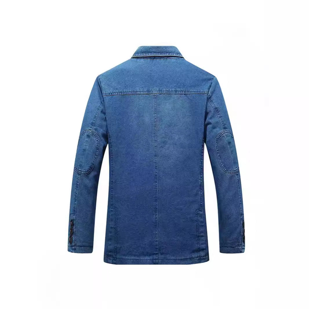 Herren Jeansblazer im Sakko‑Stil mit gestreifter Innenfütterung und aufgesetzten Taschen Nord Taschen