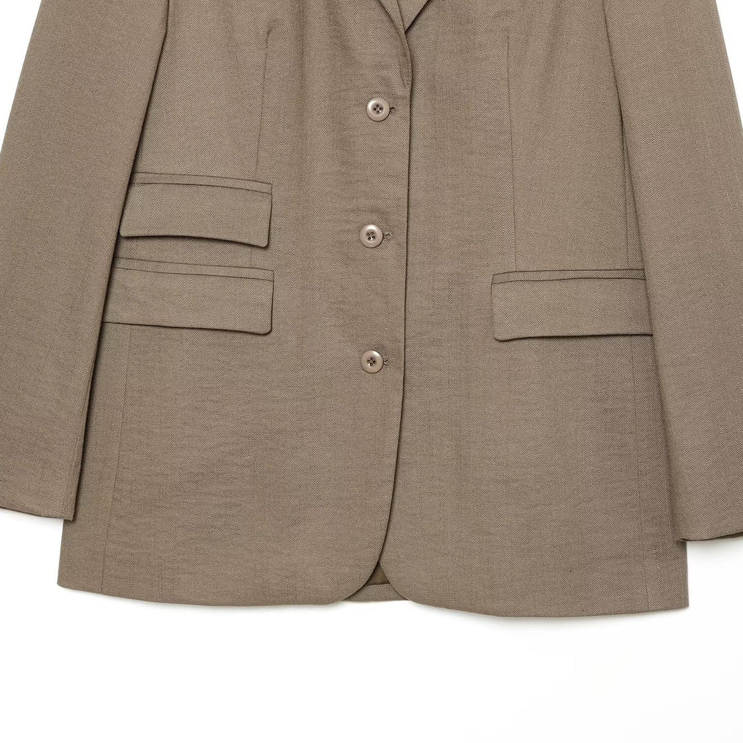 Damen Einreihiger Business-Blazer mit Pattentaschen und Reverskragen Nord Taschen