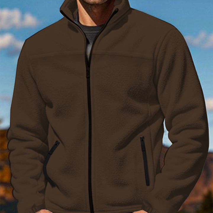 Herren Fleecejacke mit hochschließendem Kragen und Reißverschlusstaschen