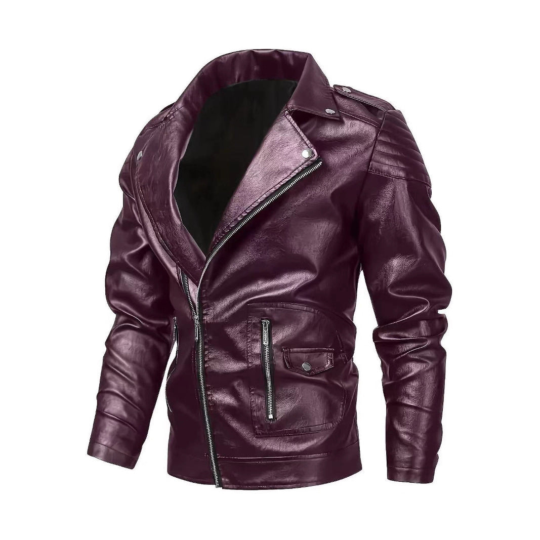 Herren Bikerjacke aus Lederimitat mit asymmetrischem Reißverschluss und gepolsterten Schultereinsätzen Nord Taschen