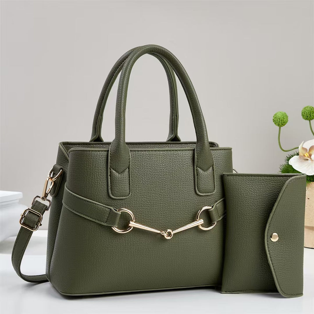 Damen strukturierte Handtasche mit eleganten Akzenten und abnehmbarer Clutch Nord Taschen