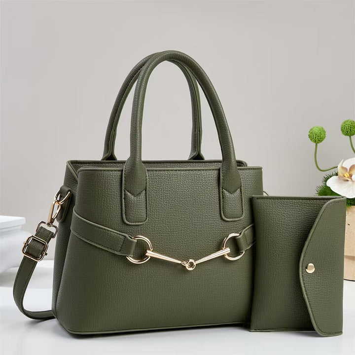 Damen strukturierte Handtasche mit eleganten Akzenten und abnehmbarer Clutch Nord Taschen