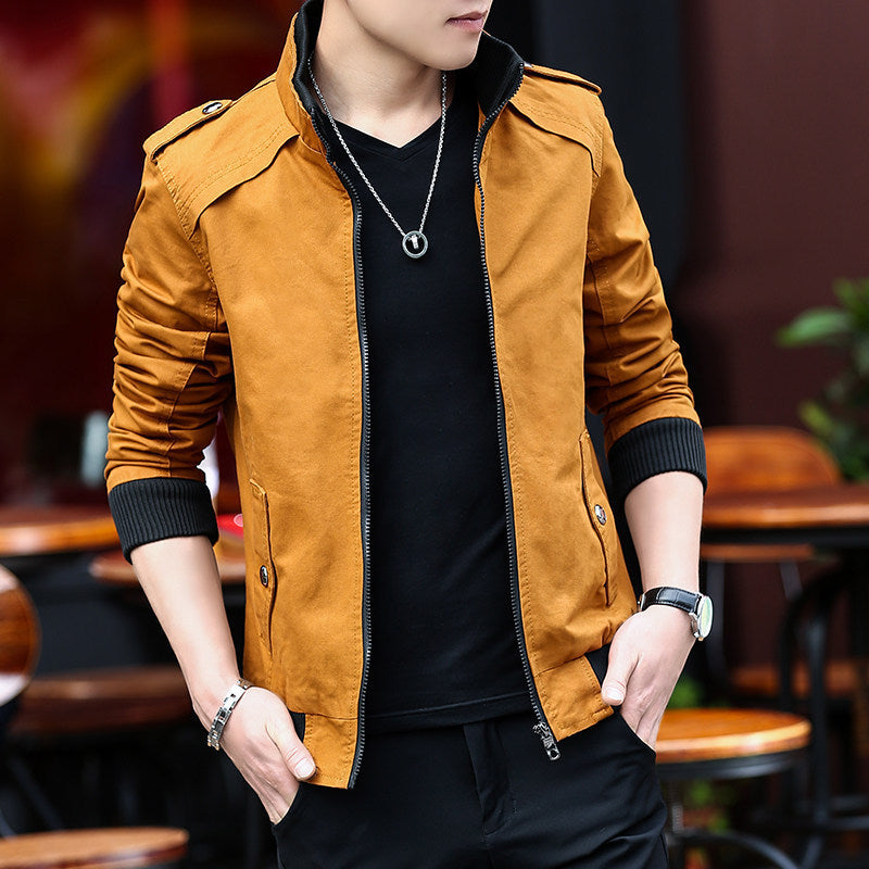 Herren leichter Canvas‑Bomber mit Teddyfleece‑Innenfutter, Epauletten und Rippbündchen Nord Taschen