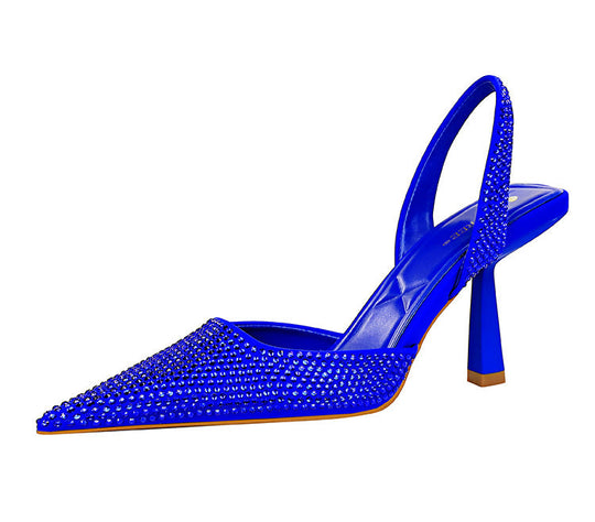Damen Elegante Slingback-Pumps mit funkelnden Strassdetails und geschwungenem Absatz