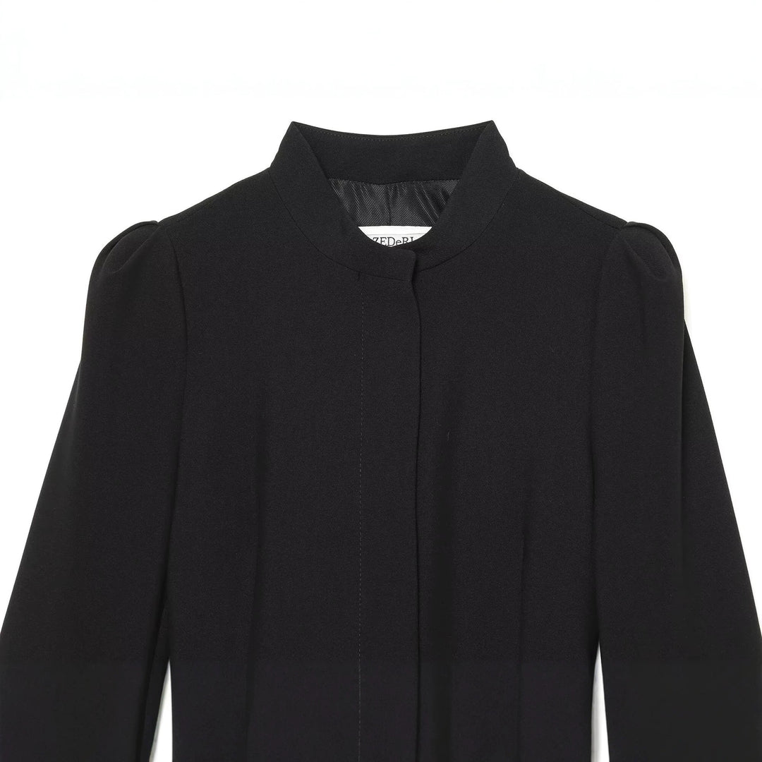Damen Midilanger Mantel mit Stehkragen und breitem Taillengürtel Nord Taschen