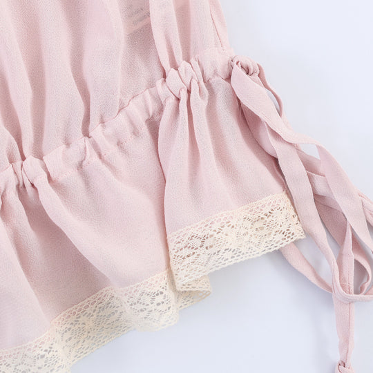 Damen Rüschenbluse mit V‑Ausschnitt, Ballonärmeln und Tunnelzugtaillierung Nord Taschen